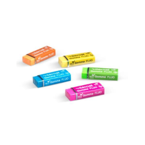 ITERNET GOMME FLUO PER MATITA ALTA QUALITA' DIM GOMMA 61x22x12mm COLORI ASSORTITI BOX 20 Pz